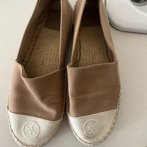 Tory Burch Tan and Cream Espadrilles